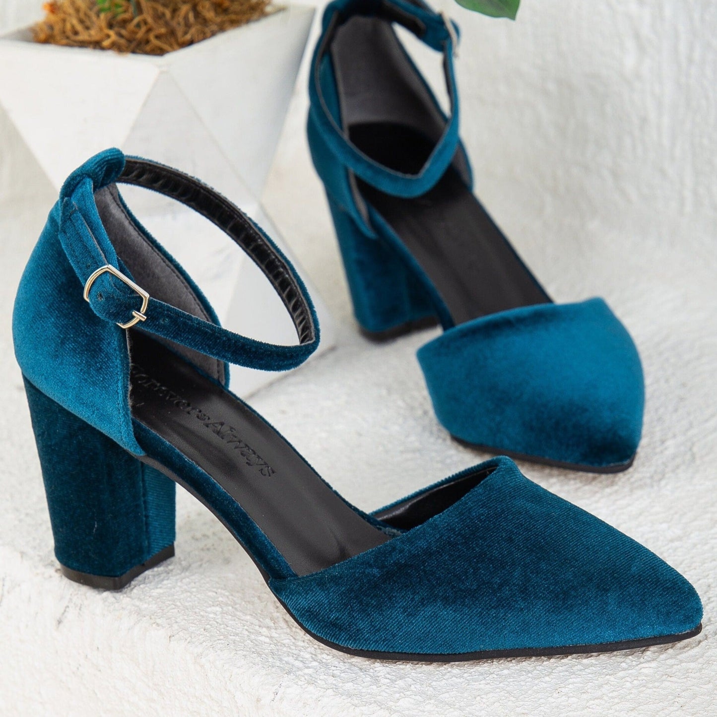 Gisele - Teal Blue Velvet High Heels