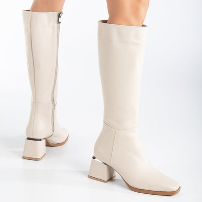 Knee High Boots, Beige Boots, Beige Knee High Boots, Women Boots, Beige Heeled Boots, Tall Boot, High Heel Boots, Beige Long Heeled Boots