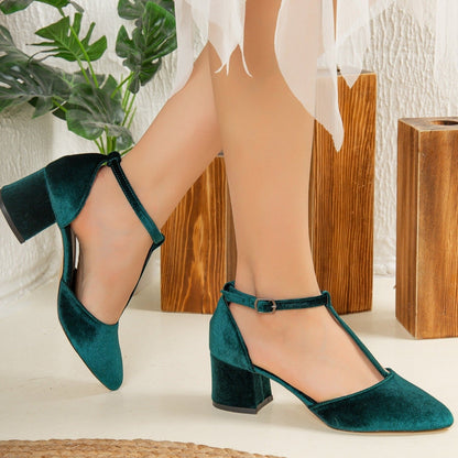 Anicette - Emerald Green Velvet Shoes