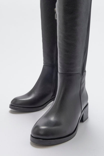 Cassie Black Leather Boot (Women)