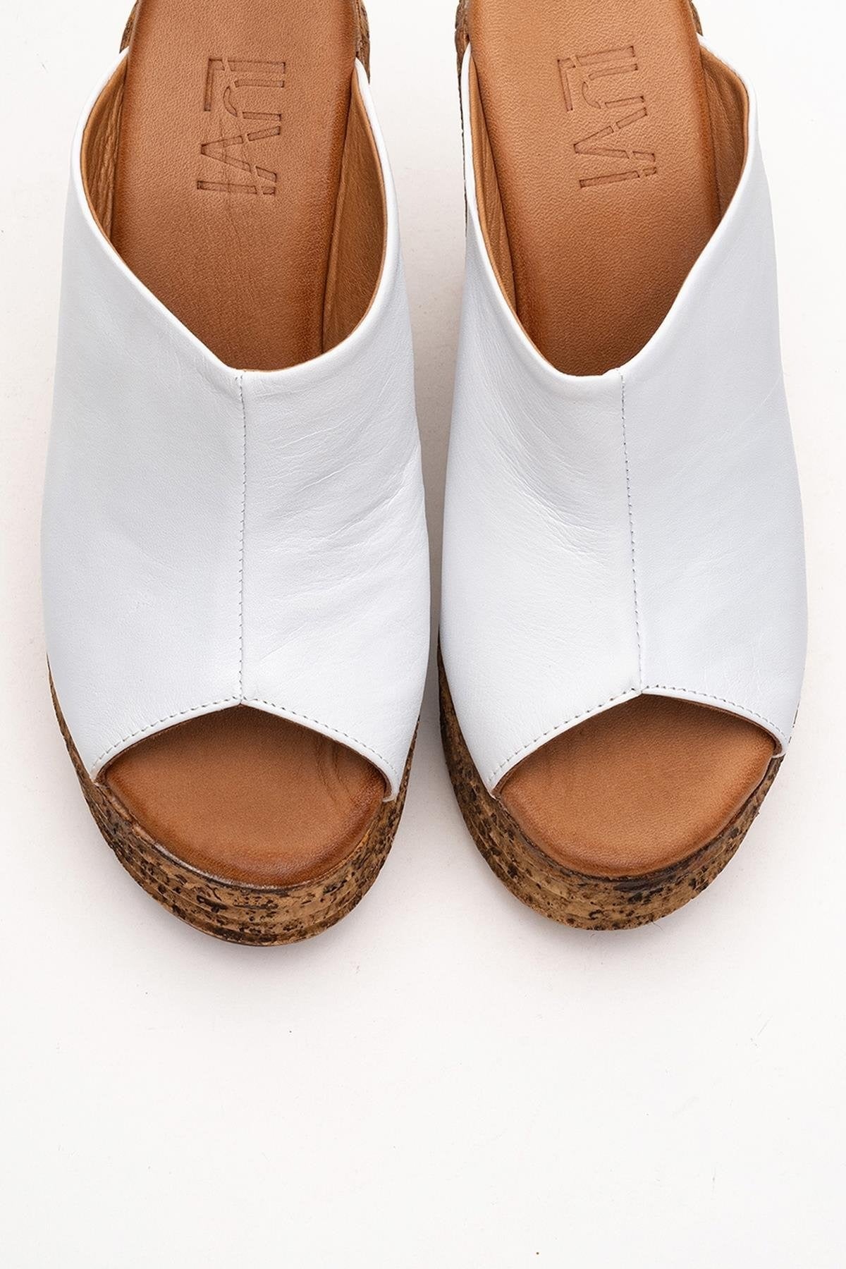 Nelly White Leather Platform Slide (Women)