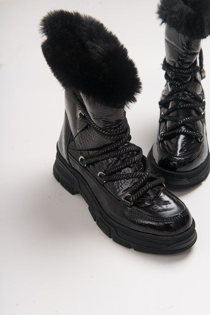 Rosie Black Fur-Lined Winter Boot (Women)