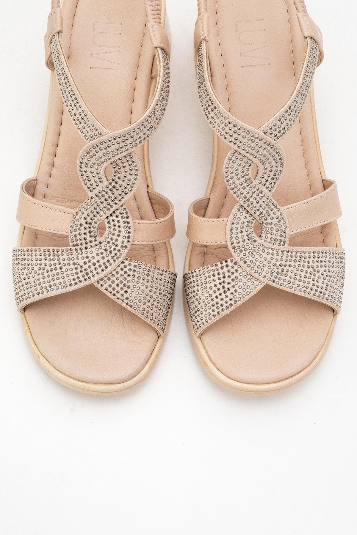 Dolen Beige Leather Chunky Sandal (Women)