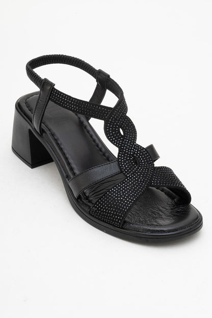 Dolen Black Leather Chunky Sandal (Women)