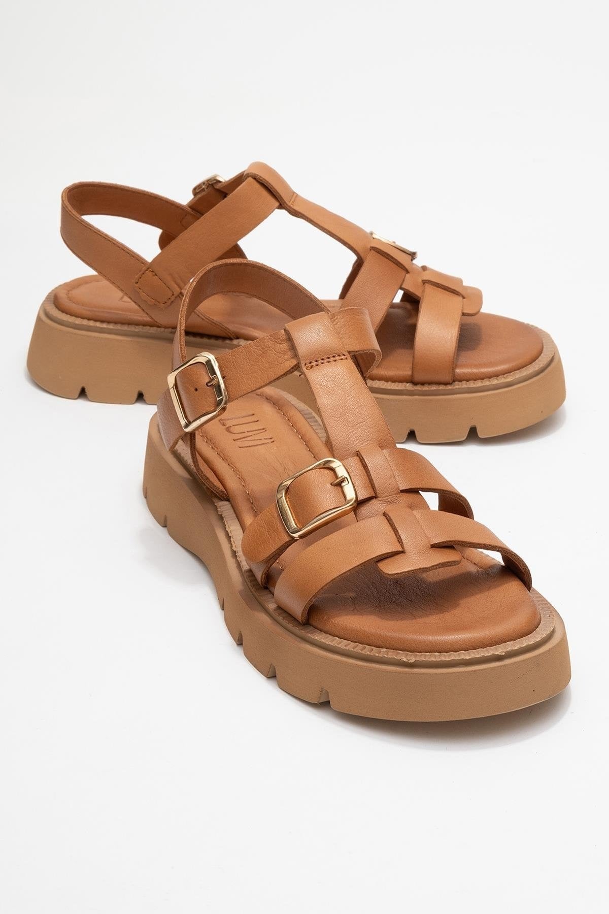 Melvin Cognac Brown Leather Sandal (Women)