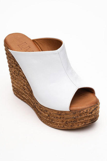 Nelly White Leather Platform Slide (Women)