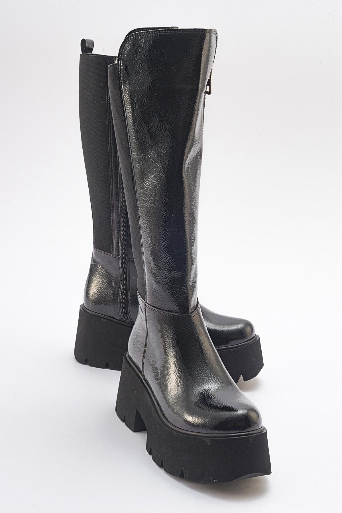 Solo Black Patent Platform Boot (Women)