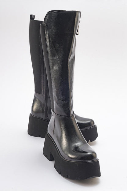 Solo Black Patent Platform Boot (Women)