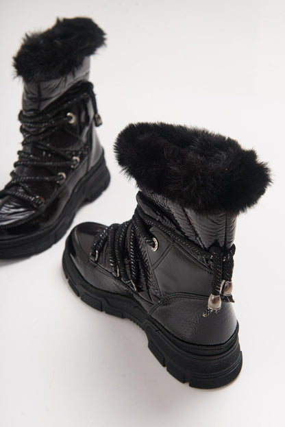 Rosie Black Fur-Lined Winter Boot (Women)