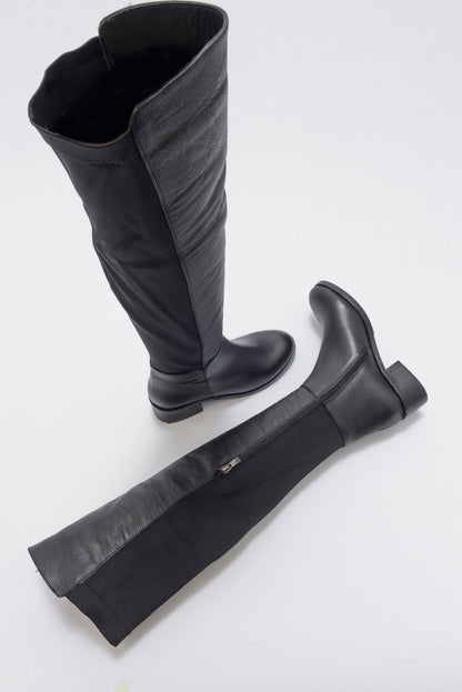 Cassie Black Leather Boot (Women)