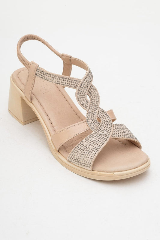 Sandalia gruesa de piel beige Dolen (Mujer)