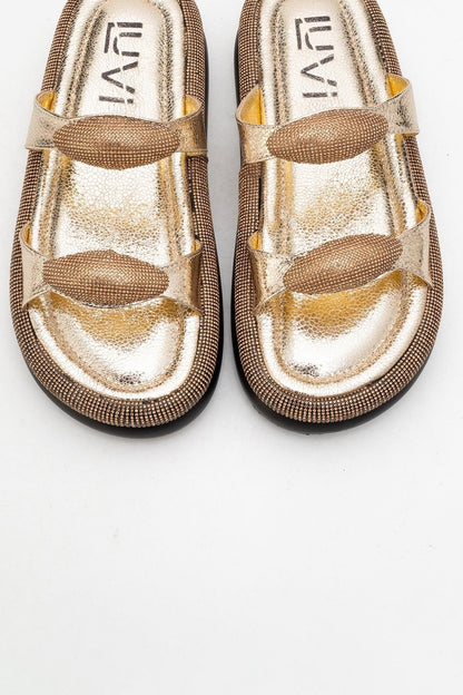 Finery Gold Embellished Platform Slide (Women)