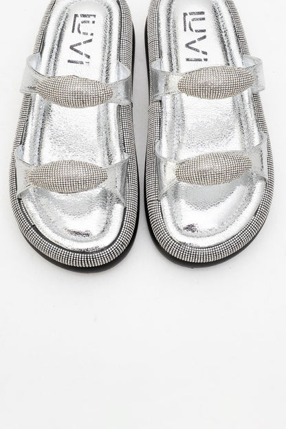 Finery Silver Embellished Platform Slide (Women)