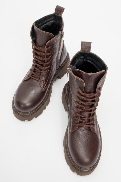 Tina Brown Leather Ankle Boot (Women)