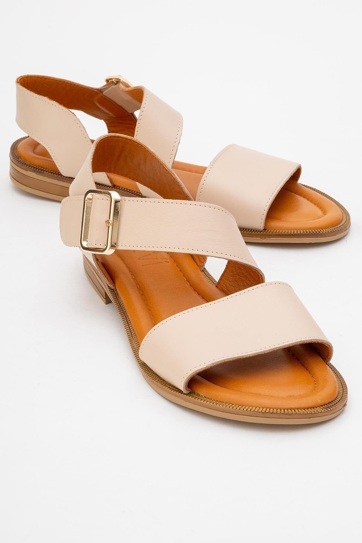 Majesty Beige Leather Sandal (Women)
