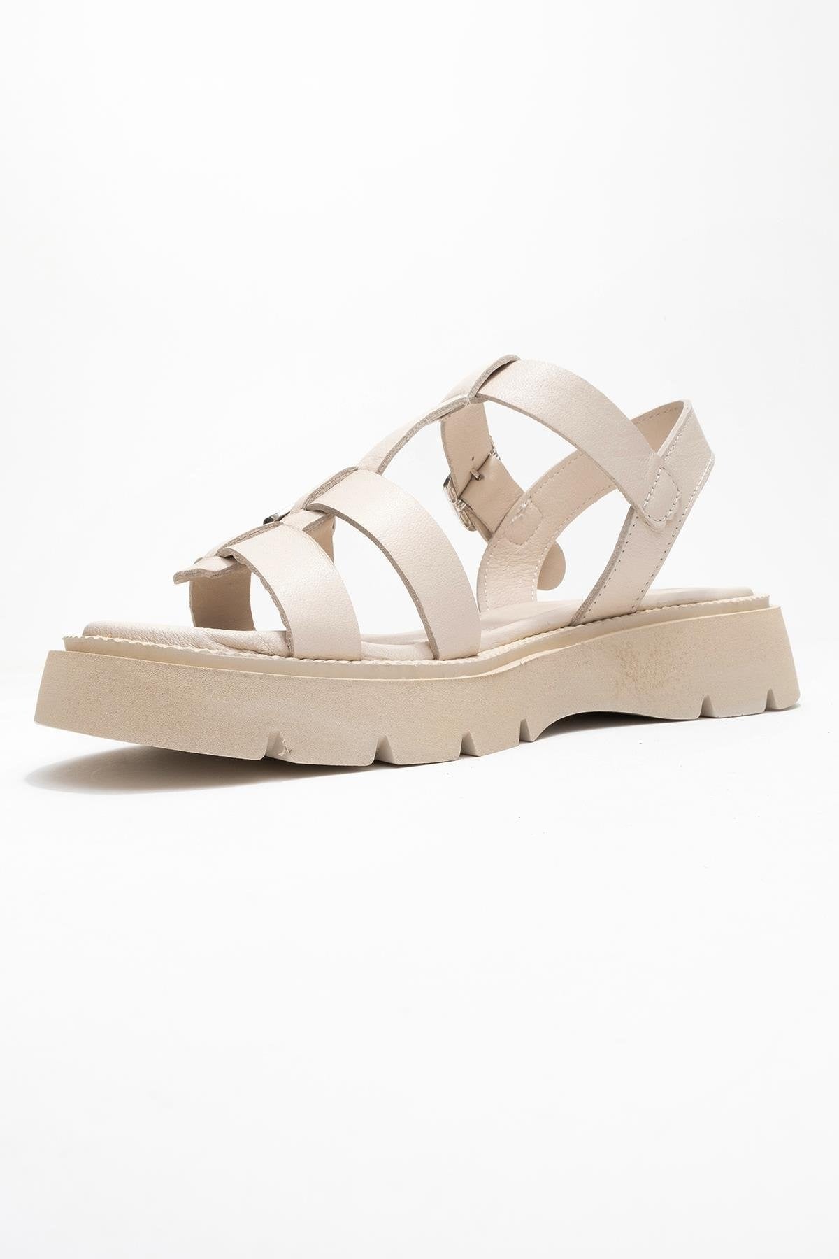 Melvin Beige Leather Sandal (Women)