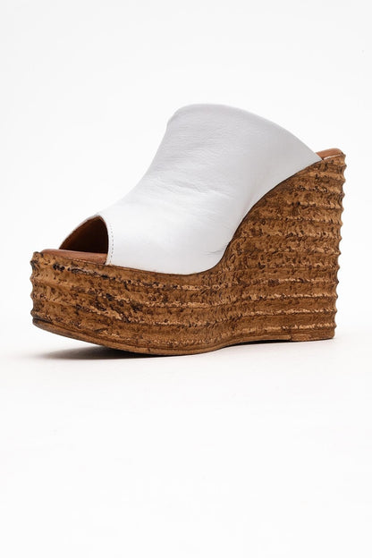 Nelly White Leather Platform Slide (Women)
