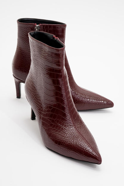 Noya Burgundy Pattern Stiletto Boot (Women)