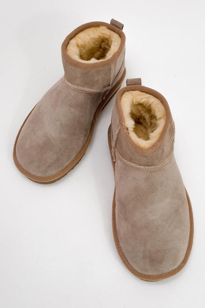 Pair Beige Suede Leather Ankle Boot (Women)