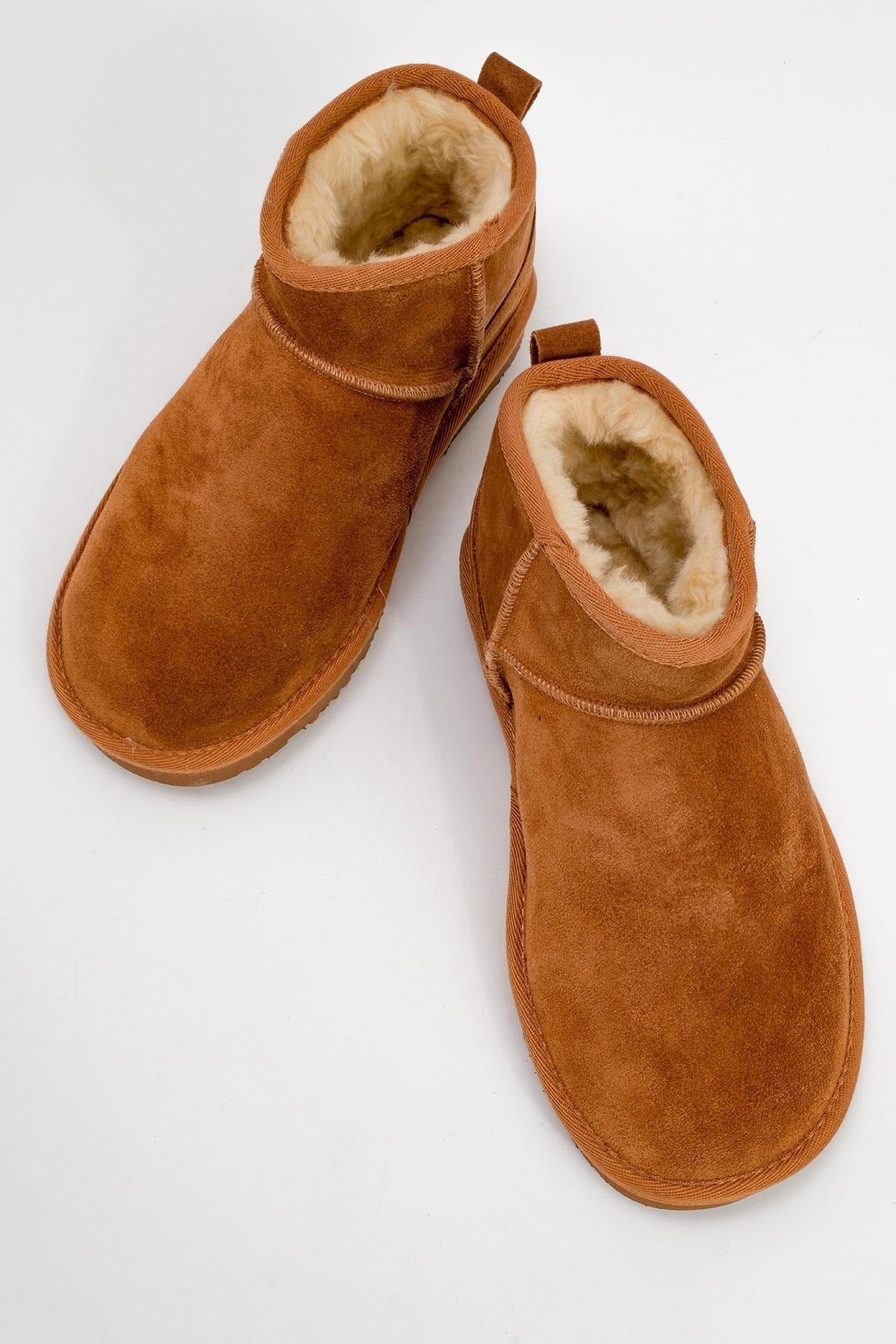 Pair Cognac Beige Suede Leather Ankle Boot (Women)