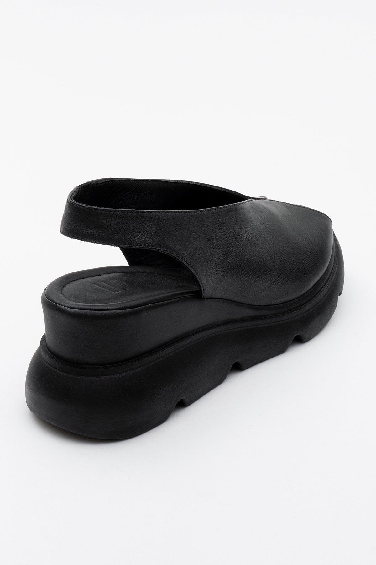 Sam Black Leather Platform Slide (Women)