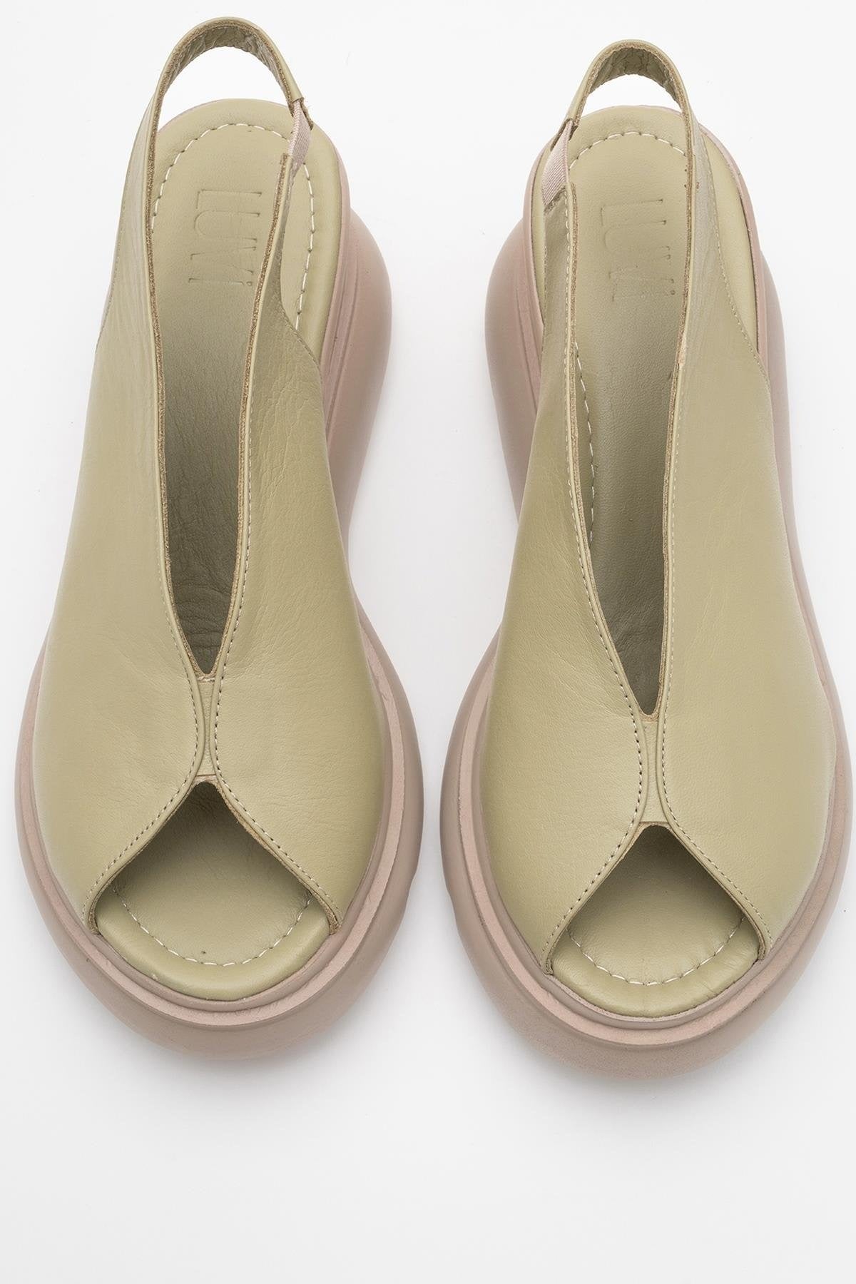 Sam Green Leather Platform Slide (Women)