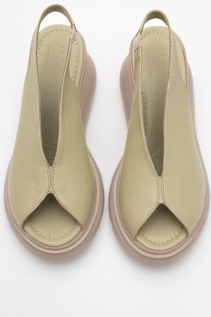 Sam Green Leather Platform Slide (Women)