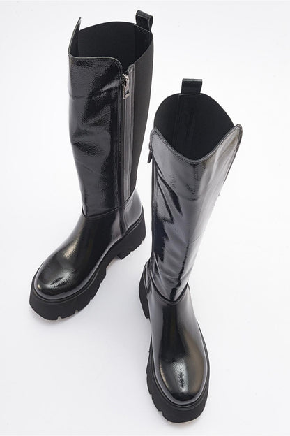 Solo Black Patent Platform Boot (Women)