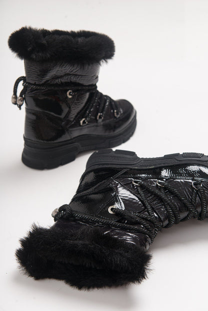 Rosie Black Fur-Lined Winter Boot (Women)