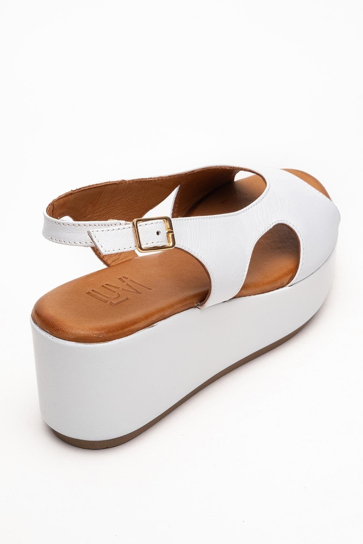 Brad White Leather Platform Sandal (Women)