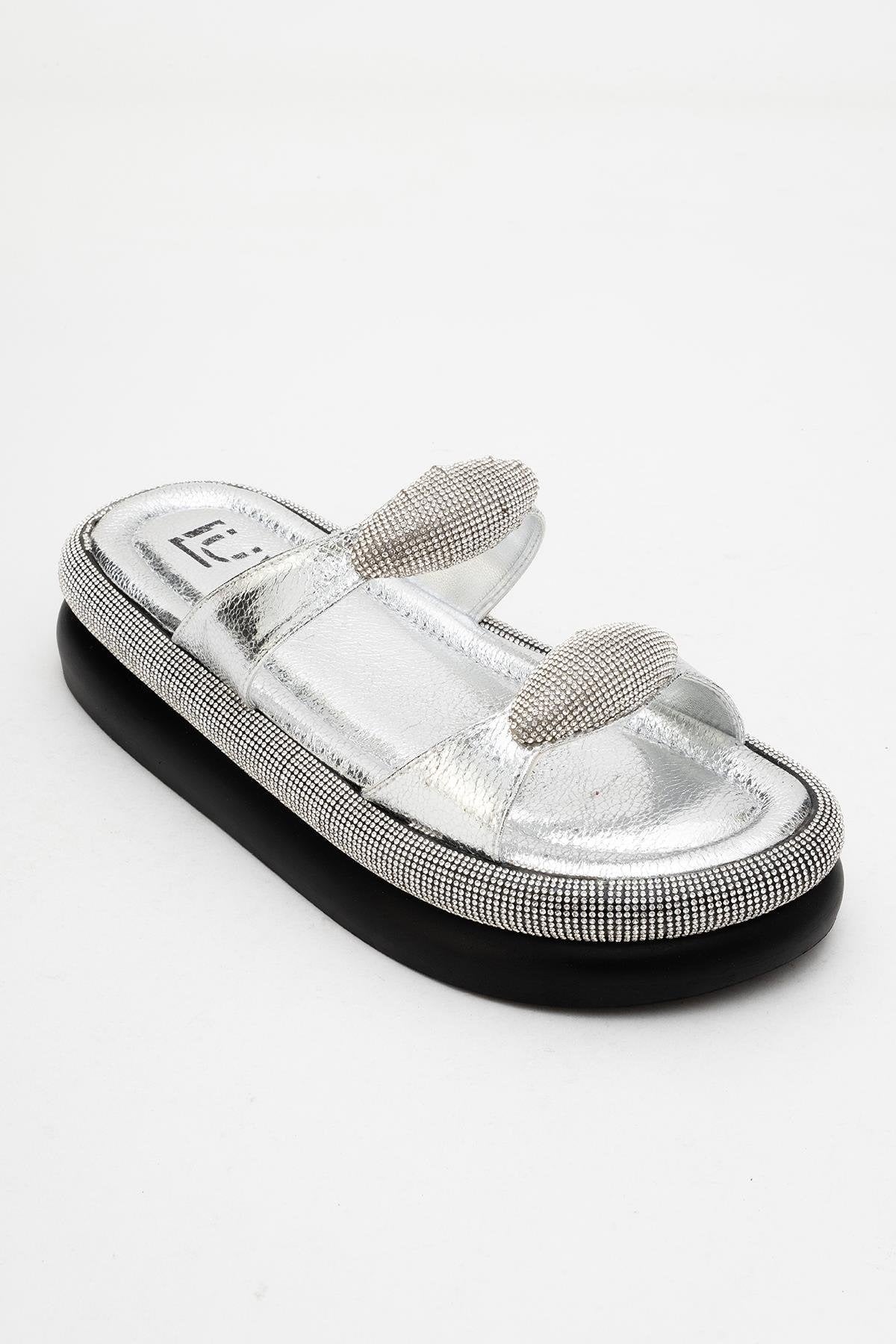 Finery Silver Embellished Platform Slide (Women)