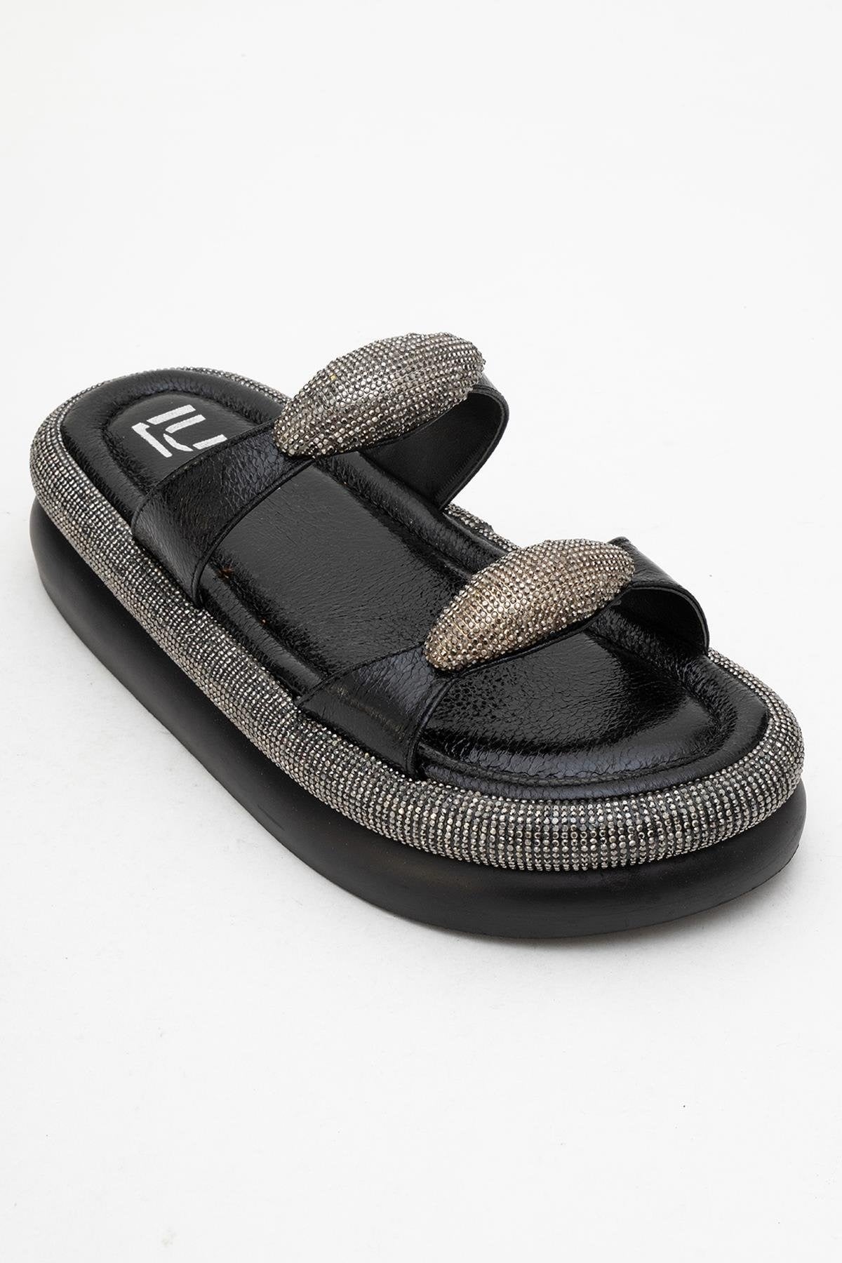 Finery Black Embellished Platform Slide (Women)