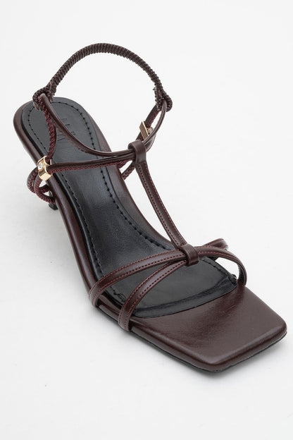 Gibson Burgundy Square‑Toe Stiletto Sandal (Women)