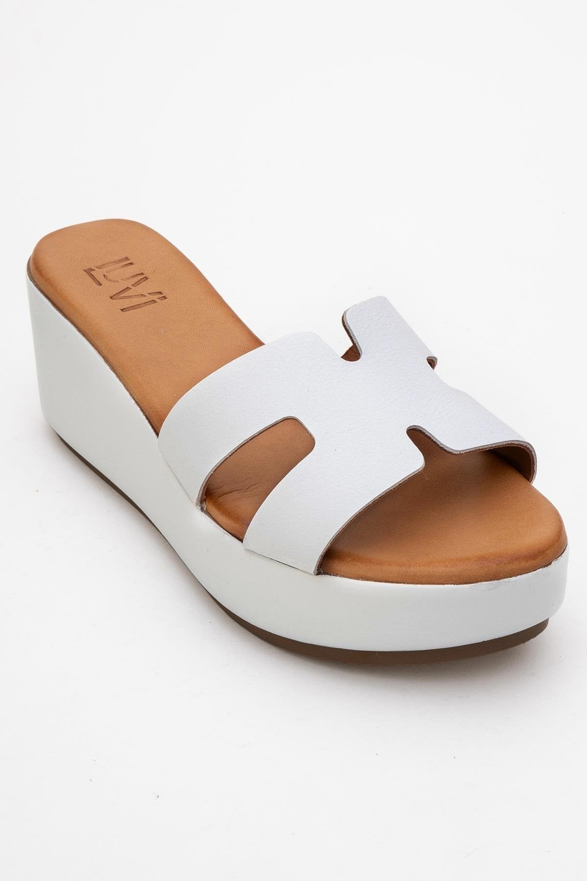 Lia White Leather Platform Slide (Women)