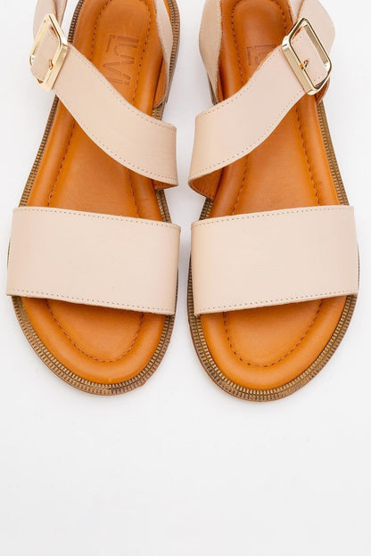 Majesty Beige Leather Sandal (Women)
