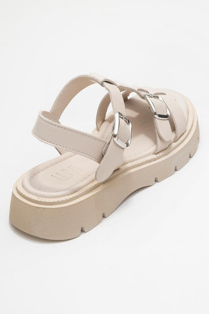 Melvin Beige Leather Sandal (Women)