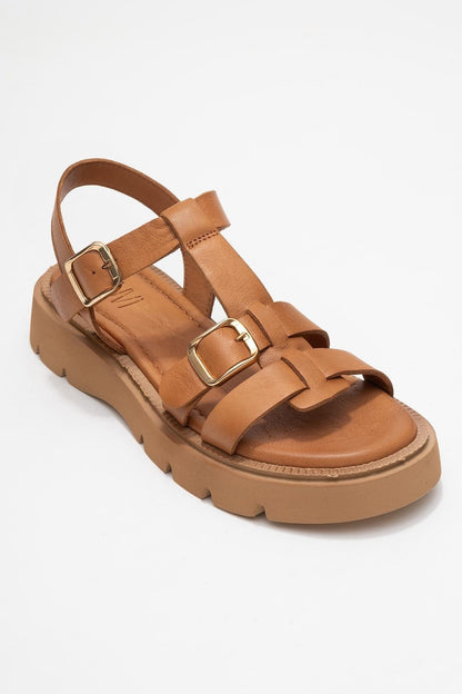 Melvin Cognac Brown Leather Sandal (Women)