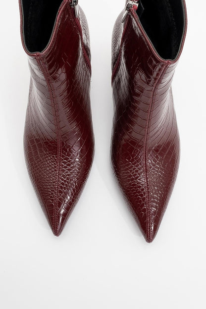 Noya Burgundy Pattern Stiletto Boot (Women)