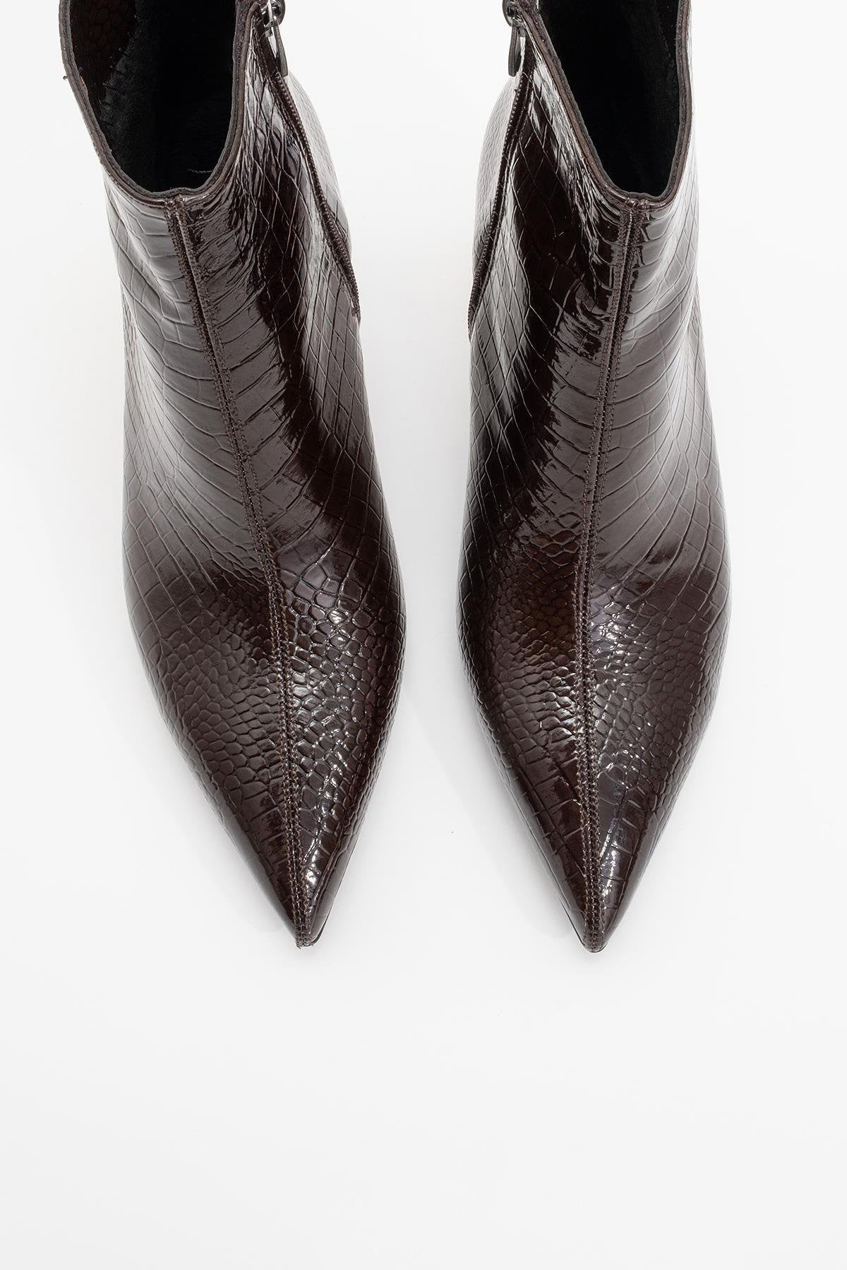 Noya Brown Pattern Stiletto Boot (Women)