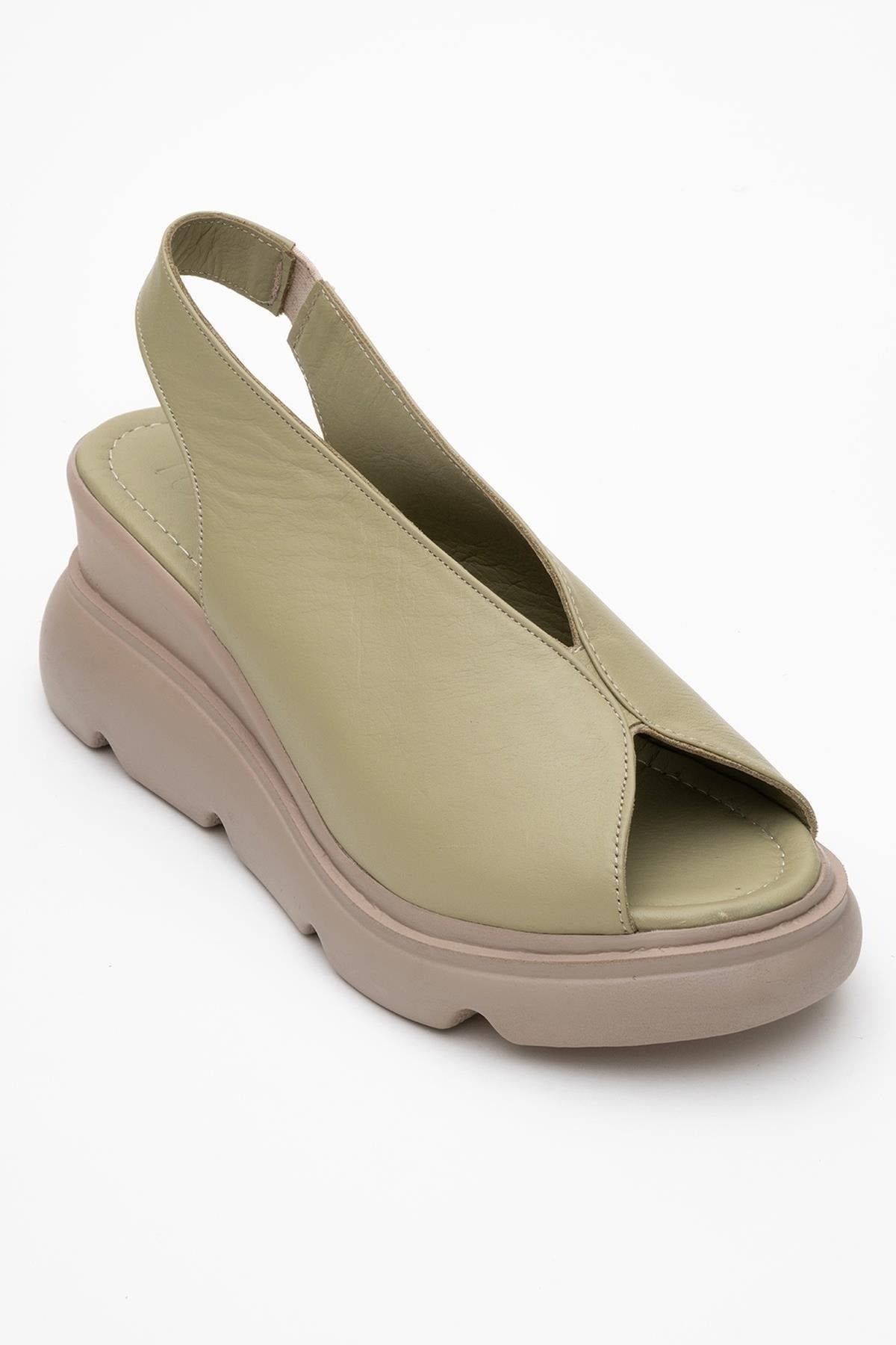 Sam Green Leather Platform Slide (Women)