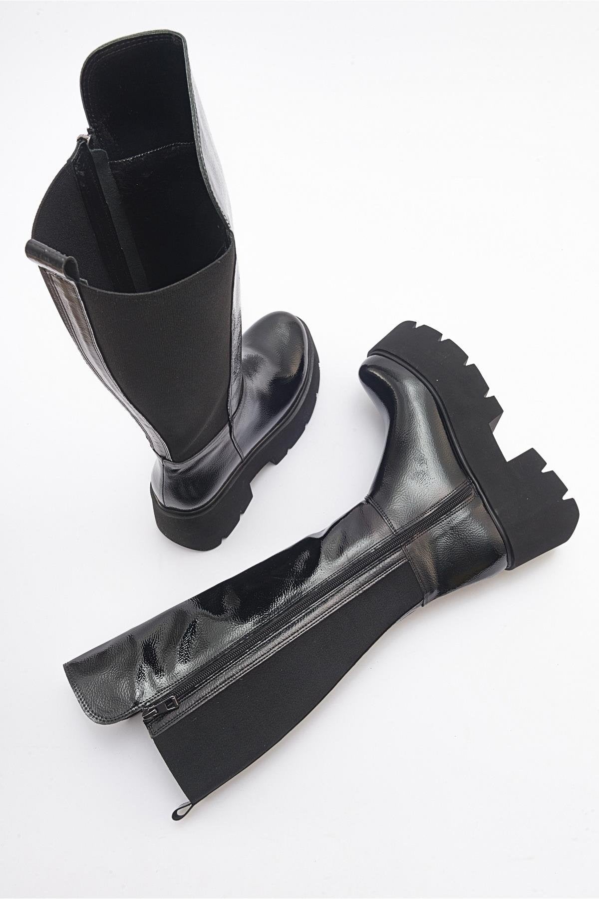 Solo Black Patent Platform Boot (Women)