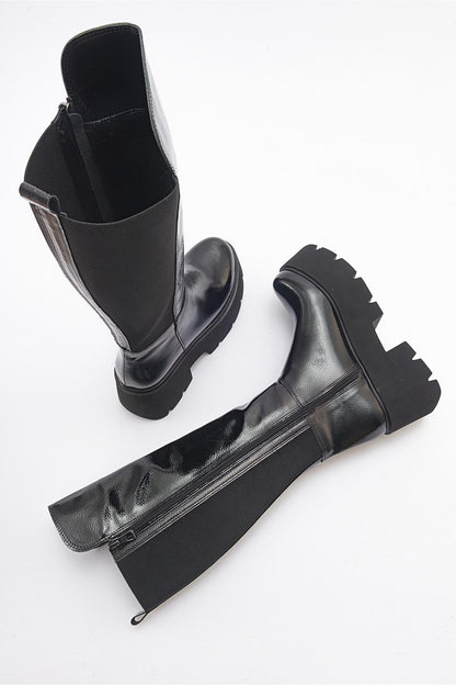 Solo Black Patent Platform Boot (Women)