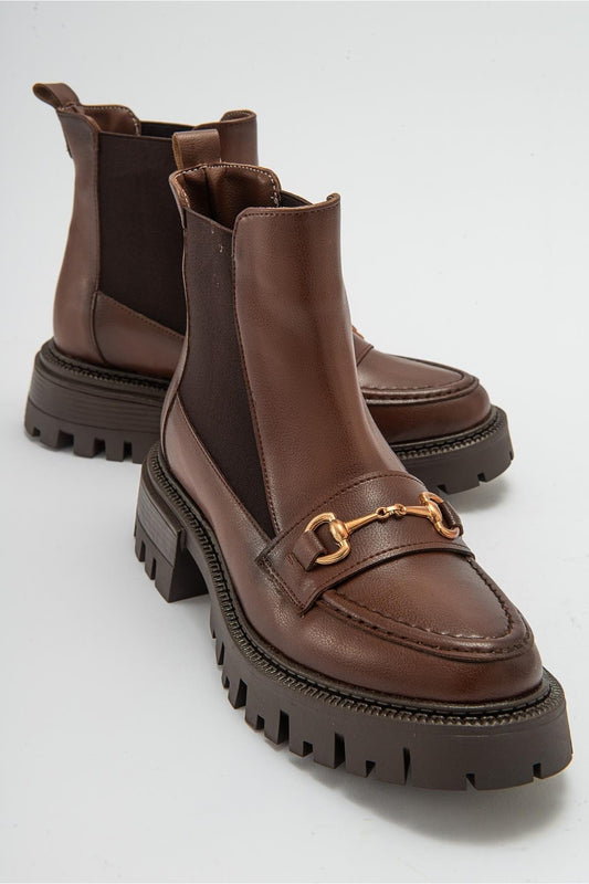 Vesper Cognac Brown Buckled Chelsea Boot (Women)