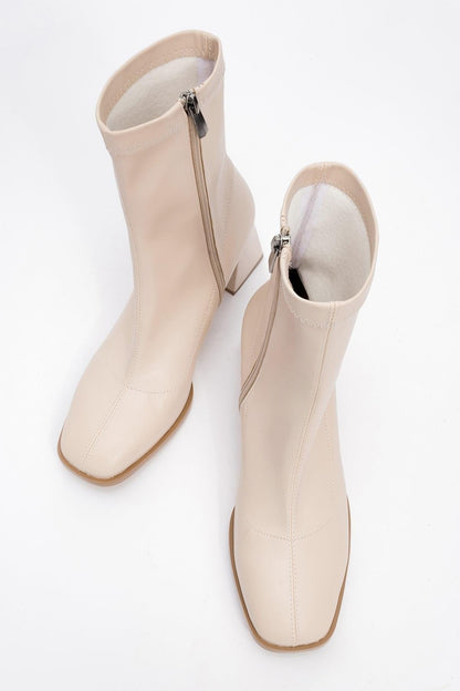 Plesa Beige Chunky Heel Boot (Women)