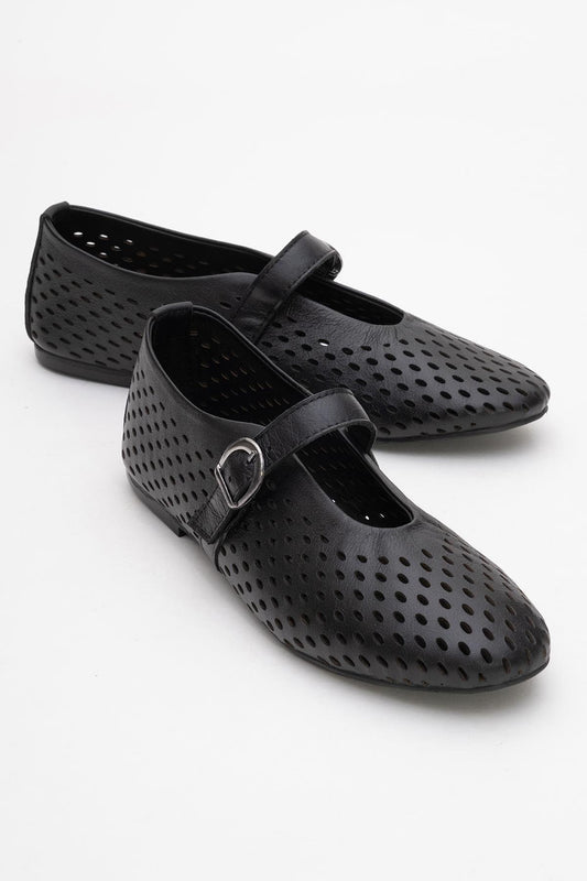 Arian Black Suede Leather Ballet Flat (Women)