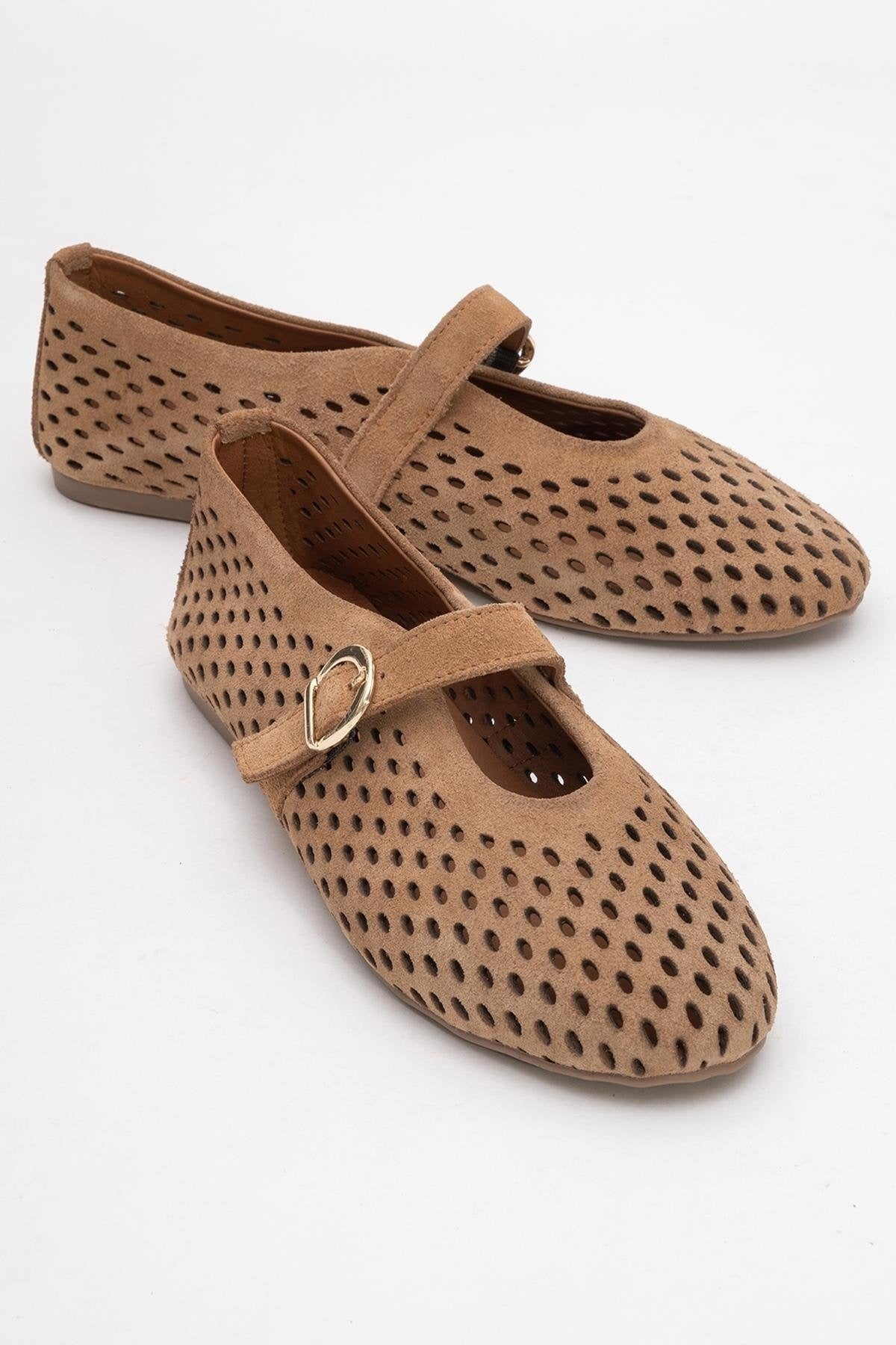 Arian Cognac Brown Suede Leather Ballet Flat (Women)