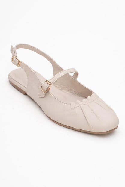 BRITNEY Beige Leather Closed-Toe Sandal (Women)