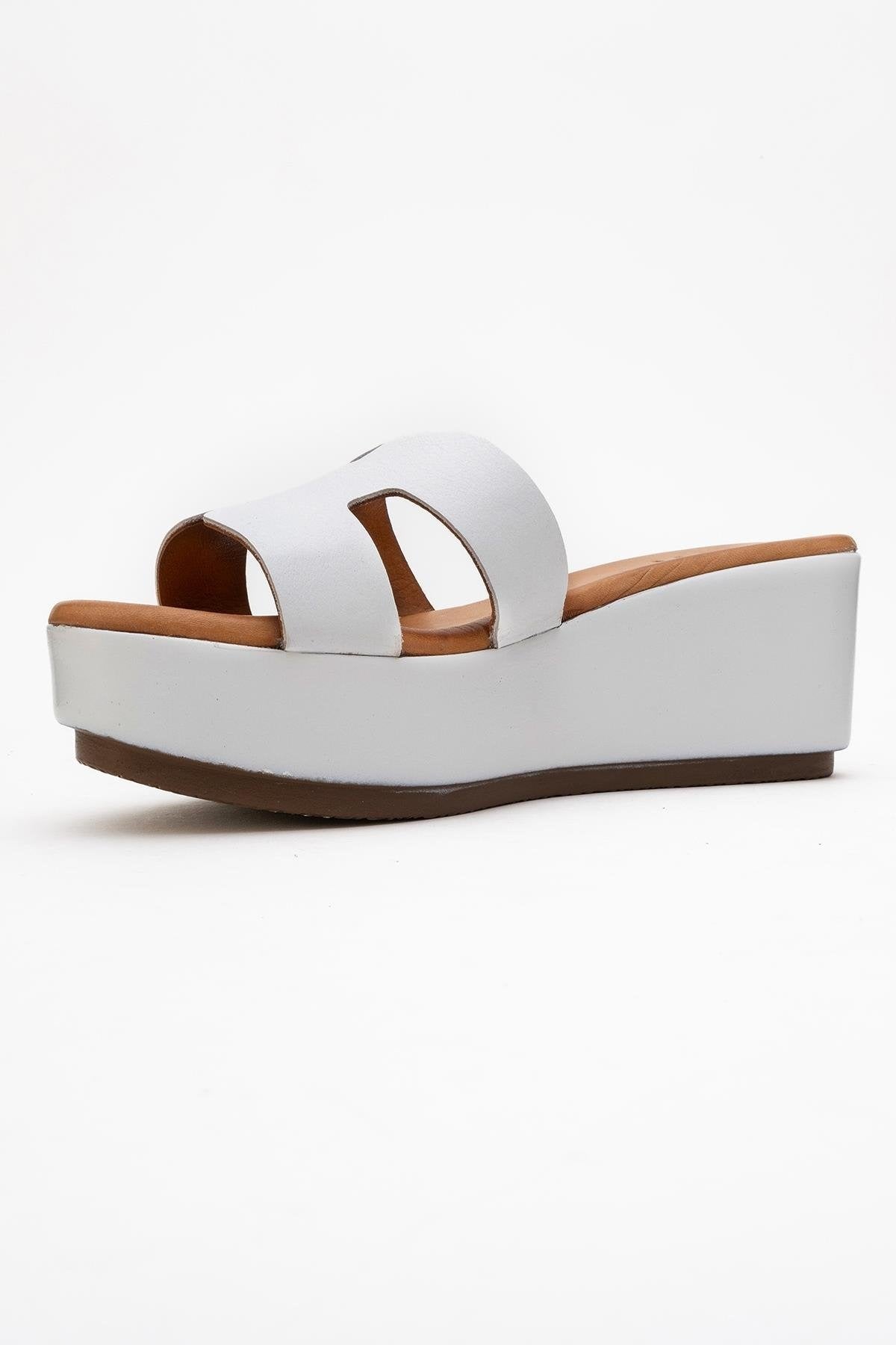 Lia White Leather Platform Slide (Women)
