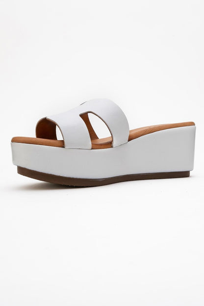 Lia White Leather Platform Slide (Women)