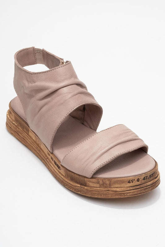 Sandalias planas Lunas Stone de cuero con cremallera lateral (Mujer)